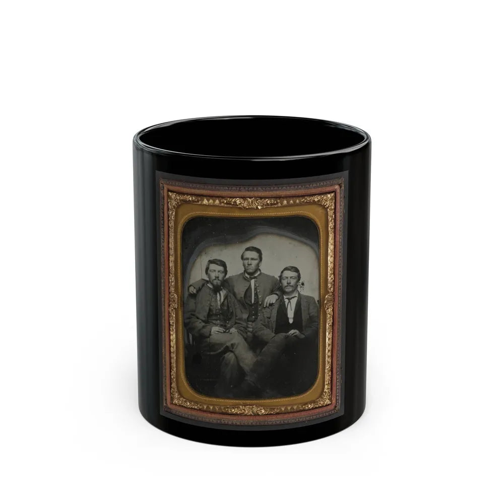 Three Unidentified Soldiers In Confederate Uniforms (1) (U.S. Civil War) Black Coffee Mug-11oz-Go Mug Yourself