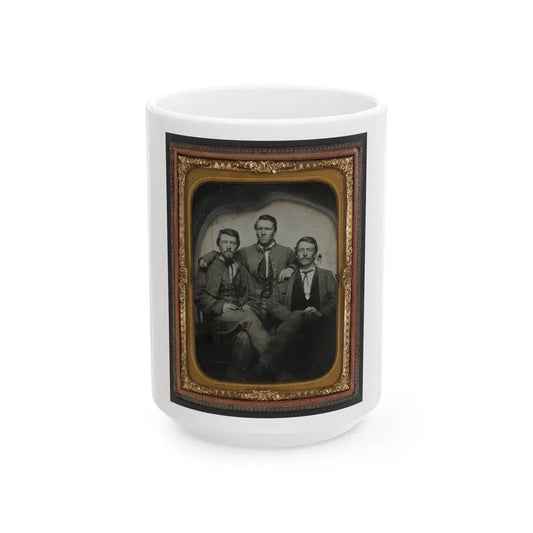 Three Unidentified Soldiers In Confederate Uniforms (1) (U.S. Civil War) White Coffee Mug-15oz-Go Mug Yourself