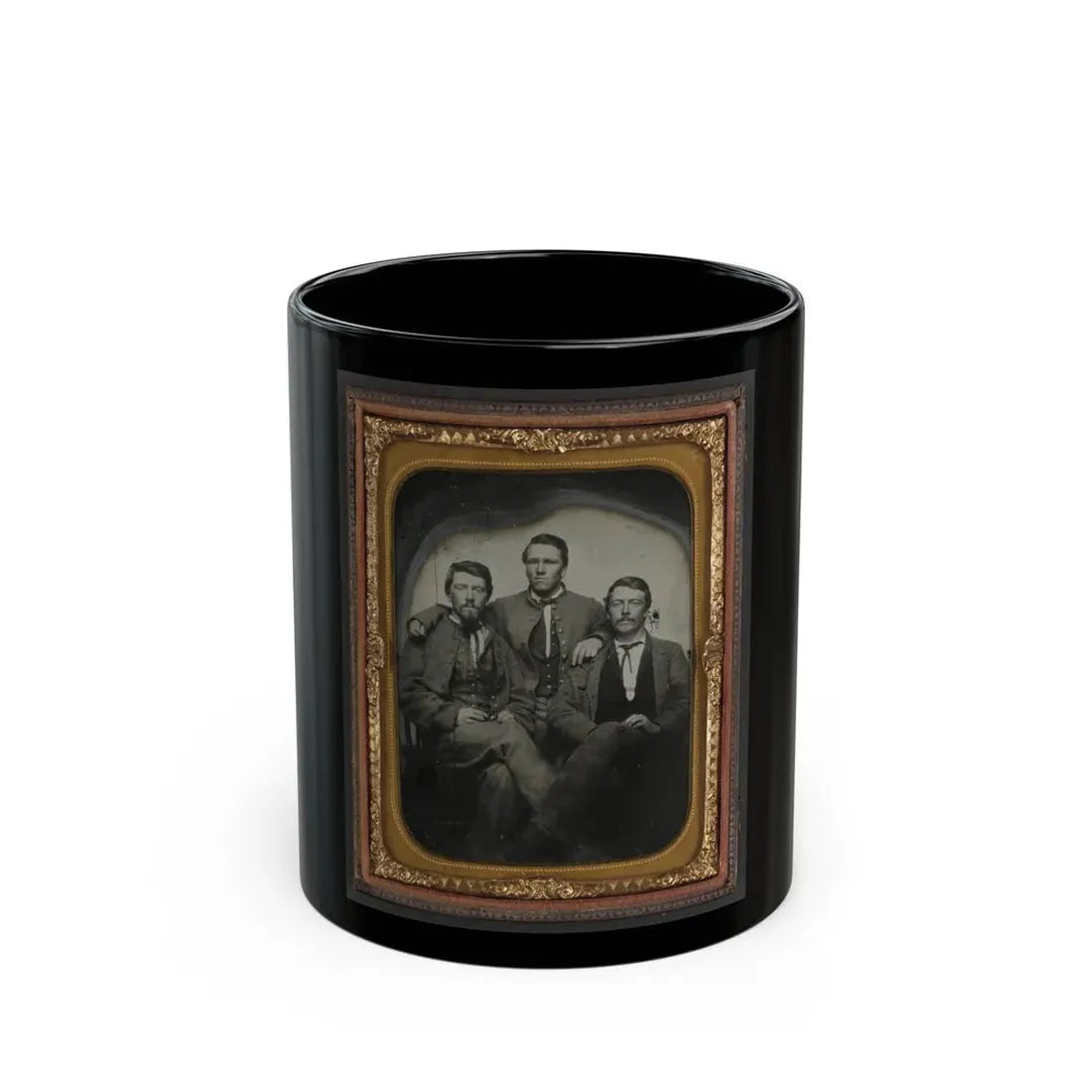 Three Unidentified Soldiers In Confederate Uniforms (1) (U.S. Civil War) Black Coffee Mug 11oz - Go Mug Yourself