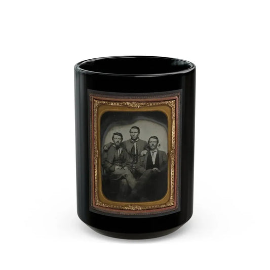Three Unidentified Soldiers In Confederate Uniforms (1) (U.S. Civil War) Black Coffee Mug 15oz - Go Mug Yourself