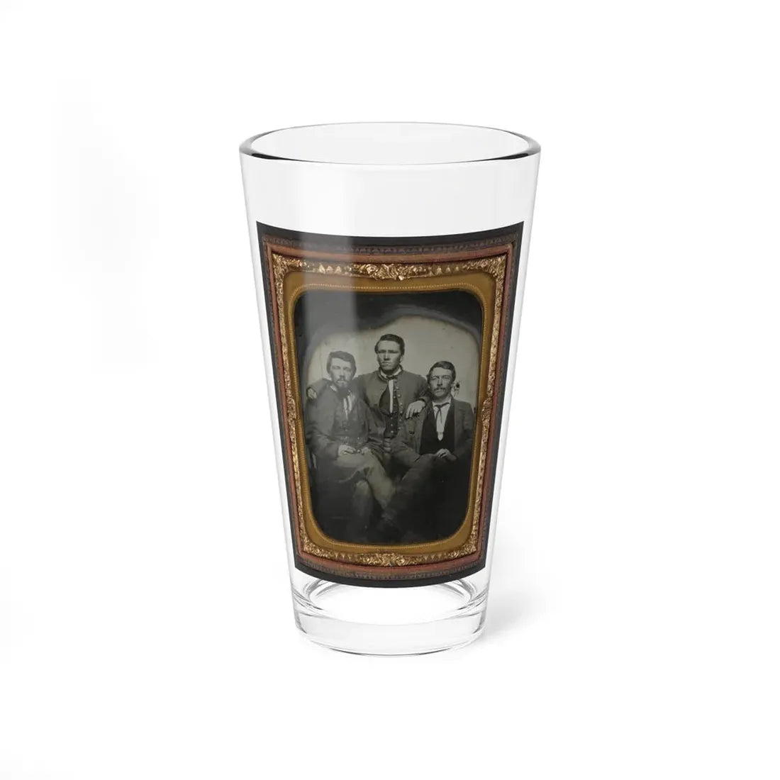 Three Unidentified Soldiers In Confederate Uniforms (1) (U.S. Civil War) Pint Glass 16oz 16oz - Go Mug Yourself