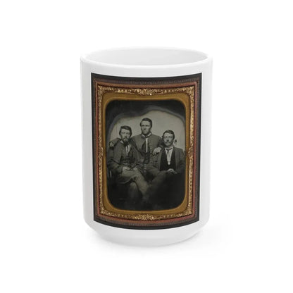 Three Unidentified Soldiers In Confederate Uniforms (1) (U.S. Civil War) White Coffee Mug 15oz - Go Mug Yourself