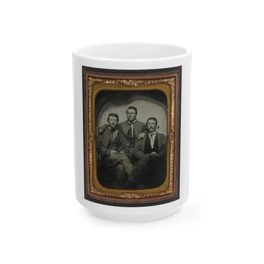 Three Unidentified Soldiers In Confederate Uniforms (1) (U.S. Civil War) White Coffee Mug 15oz - Go Mug Yourself