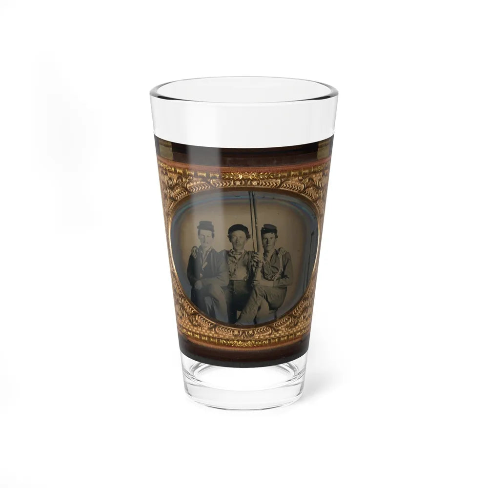 Three Unidentified Soldiers In Forage Caps With Musket, Probably Union Uniforms (U.S. Civil War) Pint Glass 16oz-16oz-Go Mug Yourself