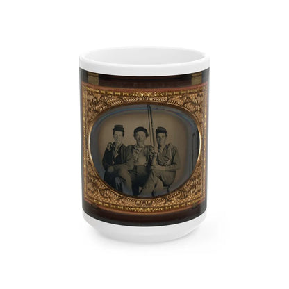 Three Unidentified Soldiers In Forage Caps With Musket, Probably Union Uniforms (U.S. Civil War) White Coffee Mug-15oz-Go Mug Yourself