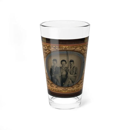 Three Unidentified Soldiers In Forage Caps With Musket, Probably Union Uniforms (U.S. Civil War) Pint Glass 16oz 16oz - Go Mug Yourself