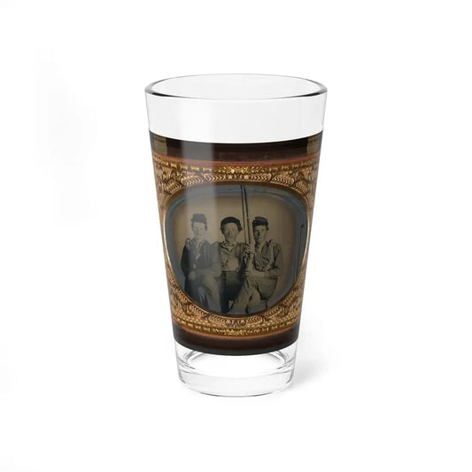 Three Unidentified Soldiers In Forage Caps With Musket, Probably Union Uniforms (U.S. Civil War) Pint Glass 16oz 16oz - Go Mug Yourself