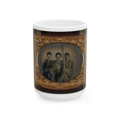 Three Unidentified Soldiers In Forage Caps With Musket, Probably Union Uniforms (U.S. Civil War) White Coffee Mug 15oz - Go Mug Yourself