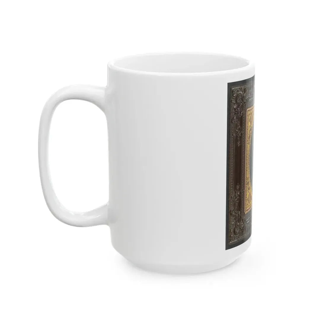 Three Unidentified Soldiers In Front Of Painted Backdrop Showing 34-Star American Flag (U.S. Civil War) White Coffee Mug - Go Mug Yourself