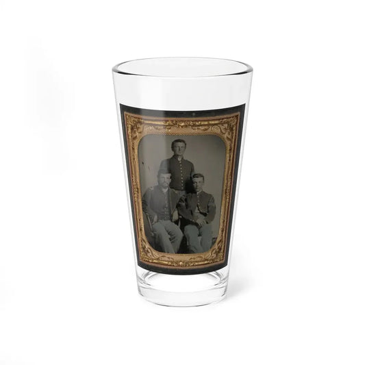 Three Unidentified Soldiers In Union 1st Lieutenant, 1st Sergeant, And Master Sergeant Uniforms (U.S. Civil War) Pint Glass 16oz 16oz - Go Mug Yourself