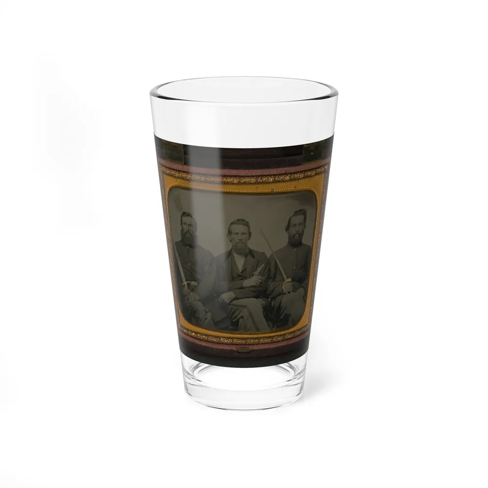 Three Unidentified Soldiers In Union Uniform With Swords And Revolver (U.S. Civil War) Pint Glass 16oz-16oz-Go Mug Yourself