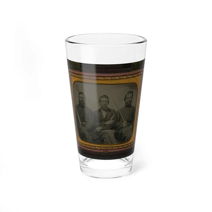 Three Unidentified Soldiers In Union Uniform With Swords And Revolver (U.S. Civil War) Pint Glass 16oz 16oz - Go Mug Yourself