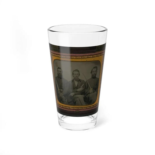 Three Unidentified Soldiers In Union Uniform With Swords And Revolver (U.S. Civil War) Pint Glass 16oz 16oz - Go Mug Yourself