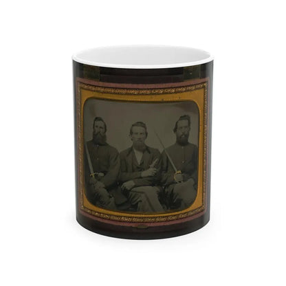 Three Unidentified Soldiers In Union Uniform With Swords And Revolver (U.S. Civil War) White Coffee Mug 11oz - Go Mug Yourself