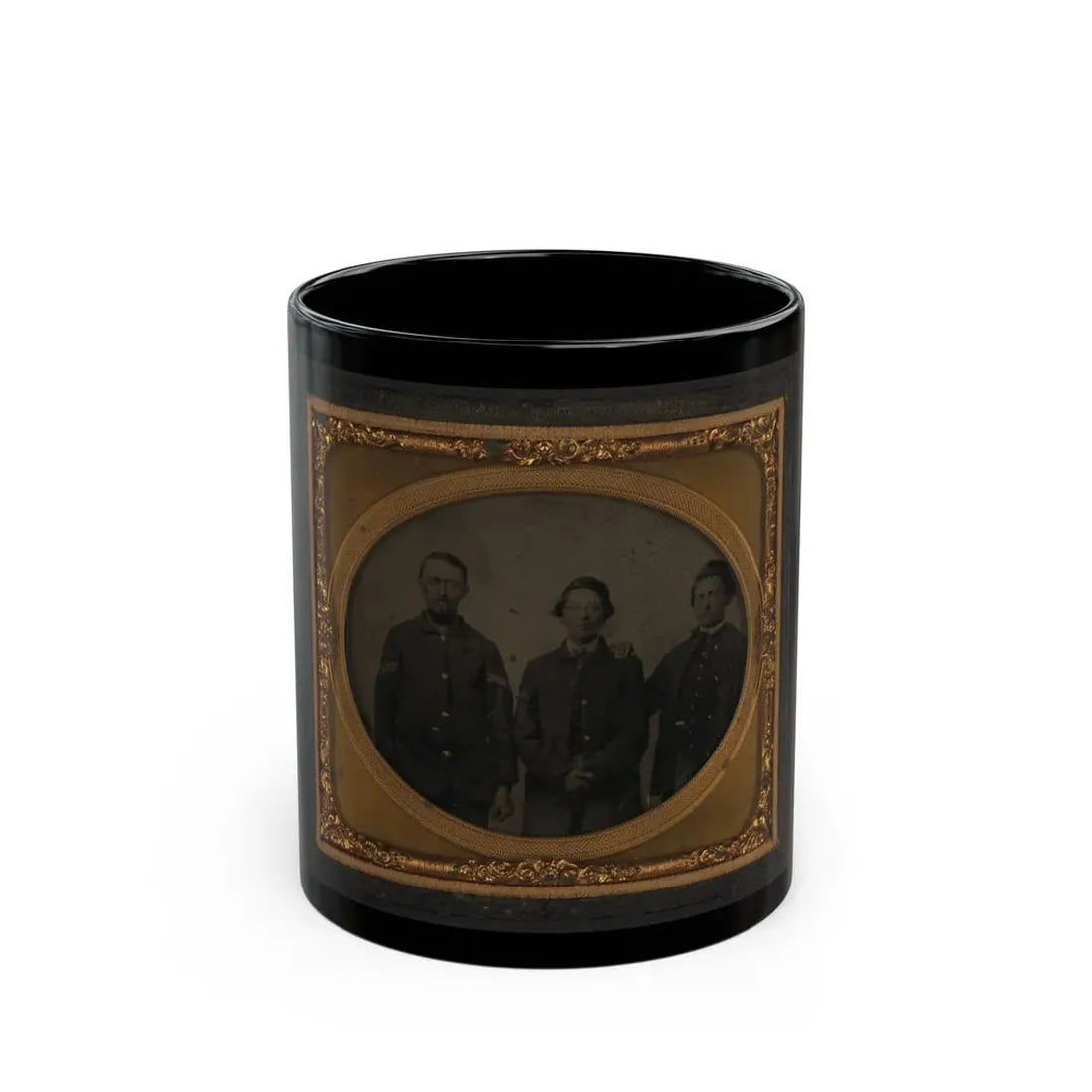 Three Unidentified Soldiers In Union Uniforms(2) (U.S. Civil War) Black Coffee Mug 11oz - Go Mug Yourself