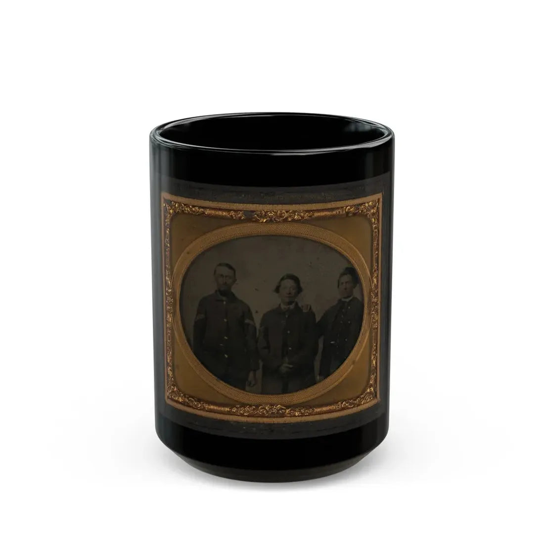 Three Unidentified Soldiers In Union Uniforms(2) (U.S. Civil War) Black Coffee Mug 15oz - Go Mug Yourself