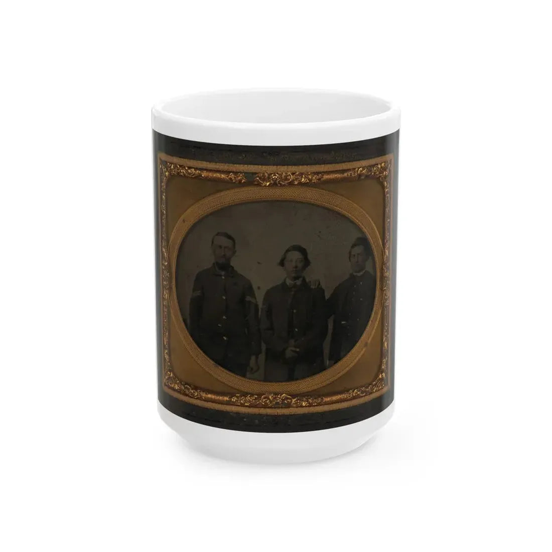 Three Unidentified Soldiers In Union Uniforms(2) (U.S. Civil War) White Coffee Mug 15oz - Go Mug Yourself