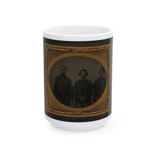 Three Unidentified Soldiers In Union Uniforms(2) (U.S. Civil War) White Coffee Mug 15oz - Go Mug Yourself