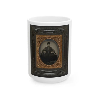 Three Unidentified Soldiers In Union Uniforms And Company E, 8th Regiment Forage Caps (U.S. Civil War) White Coffee Mug 15oz - Go Mug Yourself