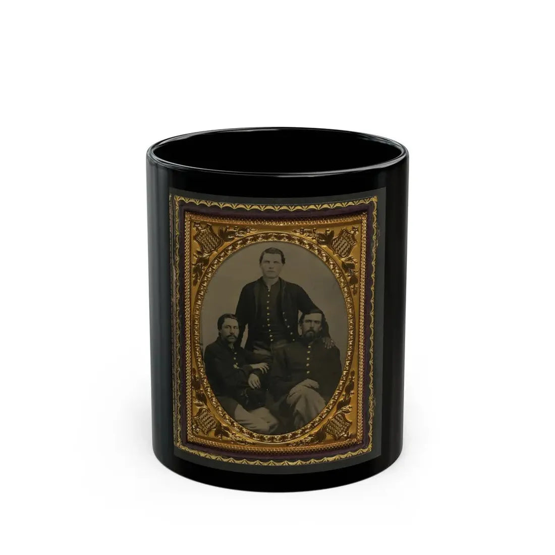 Three Unidentified Soldiers In Union Uniforms (U.S. Civil War) Black Coffee Mug 11oz - Go Mug Yourself