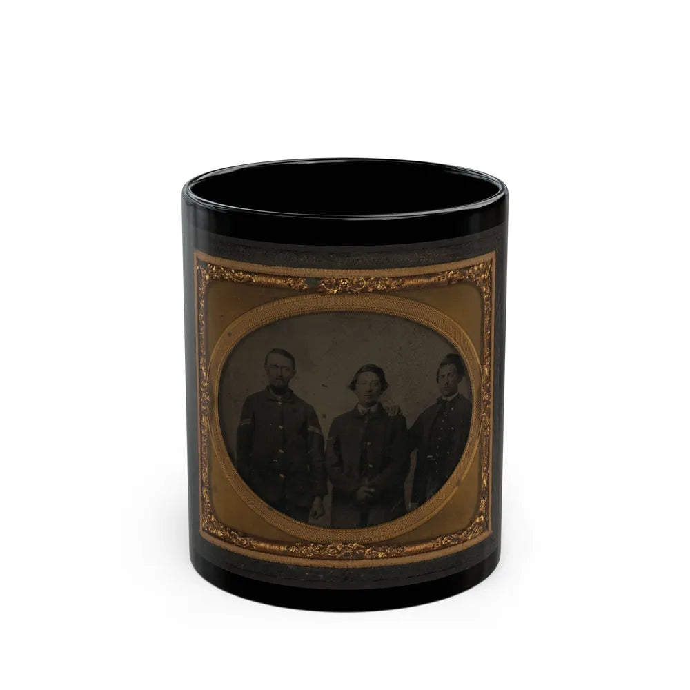 Three Unidentified Soldiers In Union Uniforms(2) (U.S. Civil War) Black Coffee Mug-11oz-Go Mug Yourself