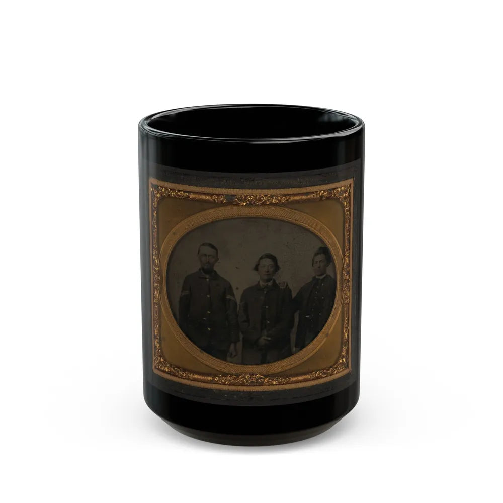 Three Unidentified Soldiers In Union Uniforms(2) (U.S. Civil War) Black Coffee Mug-15oz-Go Mug Yourself