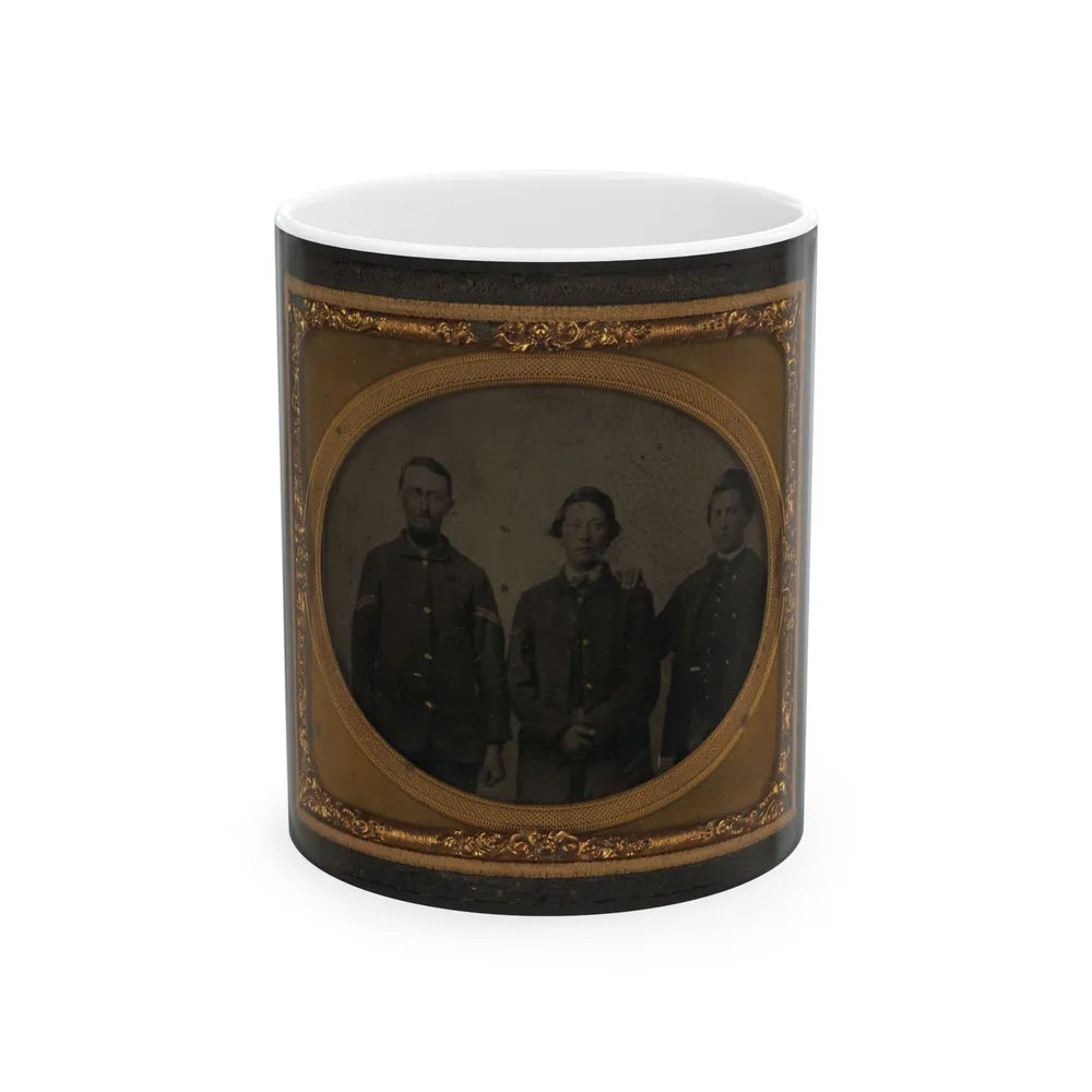 Three Unidentified Soldiers In Union Uniforms(2) (U.S. Civil War) White Coffee Mug-11oz-Go Mug Yourself