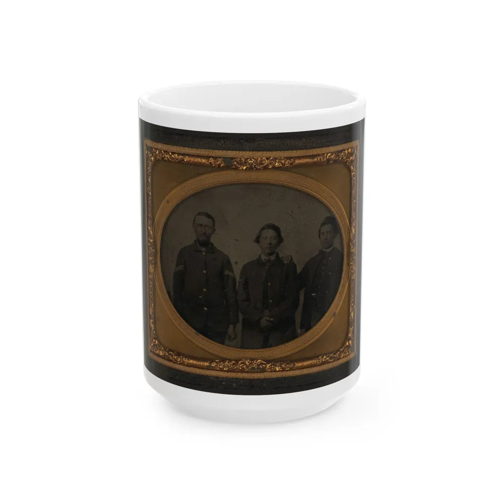 Three Unidentified Soldiers In Union Uniforms(2) (U.S. Civil War) White Coffee Mug-15oz-Go Mug Yourself