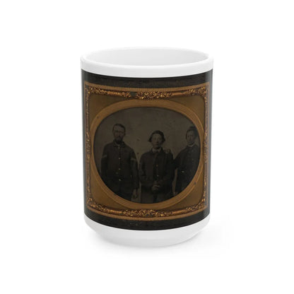 Three Unidentified Soldiers In Union Uniforms(2) (U.S. Civil War) White Coffee Mug-15oz-Go Mug Yourself