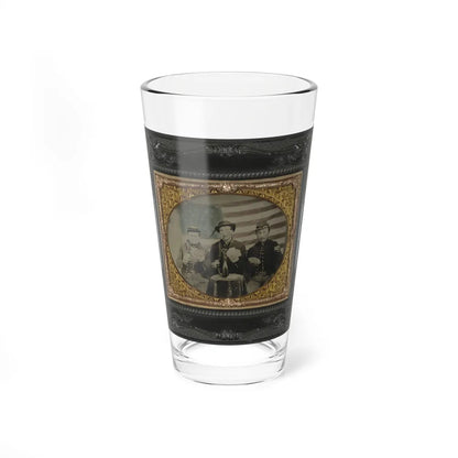 Three Unidentified Soldiers Playing Cards, Smoking, And Drinking In Front Of American Flag (U.S. Civil War) Pint Glass 16oz-16oz-Go Mug Yourself