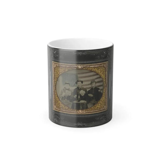 Three Unidentified Soldiers Playing Cards, Smoking, and Drinking in Front of American Flag (U.S. Civil War) Color Changing Coffee Mug 11oz Default Title 11oz - Go Mug Yourself