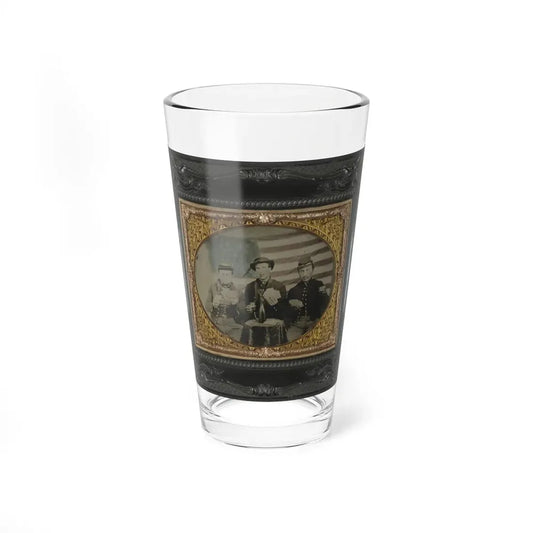 Three Unidentified Soldiers Playing Cards, Smoking, And Drinking In Front Of American Flag (U.S. Civil War) Pint Glass 16oz 16oz - Go Mug Yourself