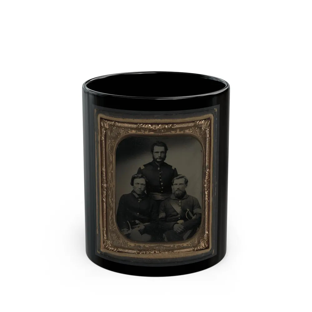 Three Unidentified Soldiers, Probably Of Company B, 23rd Ohio Infantry Regiment, With Revolvers And Sword (U.S. Civil War) Black Coffee Mug-11oz-Go Mug Yourself