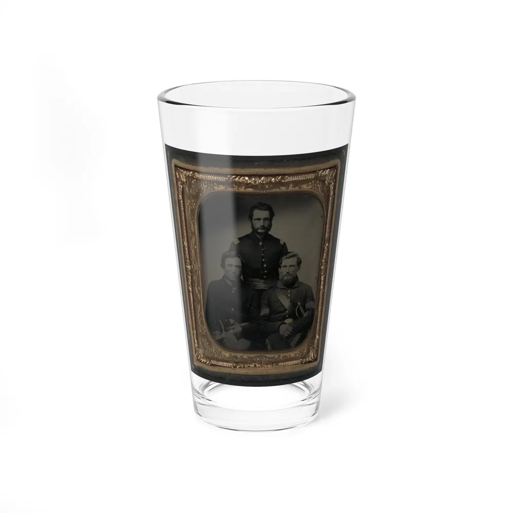 Three Unidentified Soldiers, Probably Of Company B, 23rd Ohio Infantry Regiment, With Revolvers And Sword (U.S. Civil War) Pint Glass 16oz-16oz-Go Mug Yourself