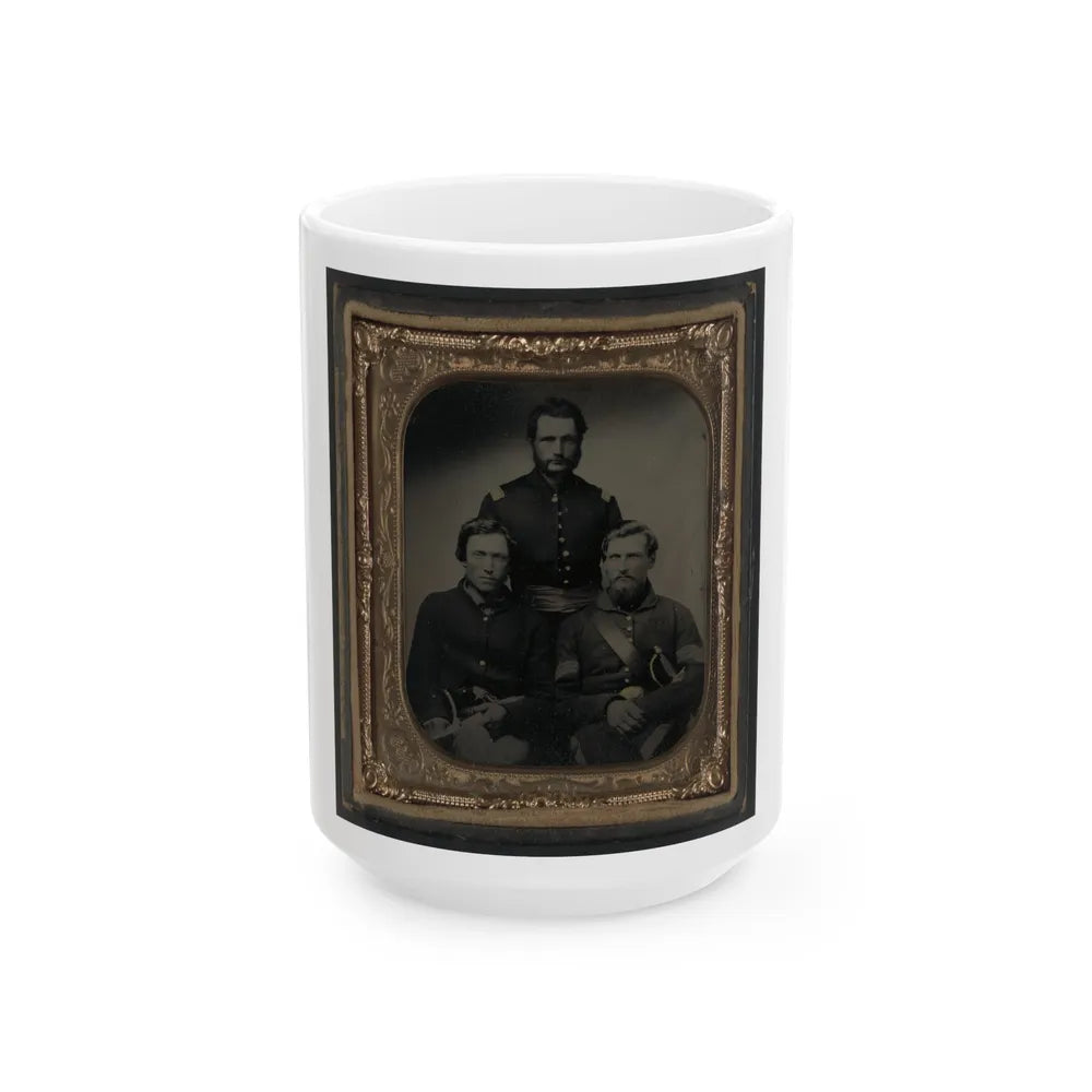 Three Unidentified Soldiers, Probably Of Company B, 23rd Ohio Infantry Regiment, With Revolvers And Sword (U.S. Civil War) White Coffee Mug-15oz-Go Mug Yourself