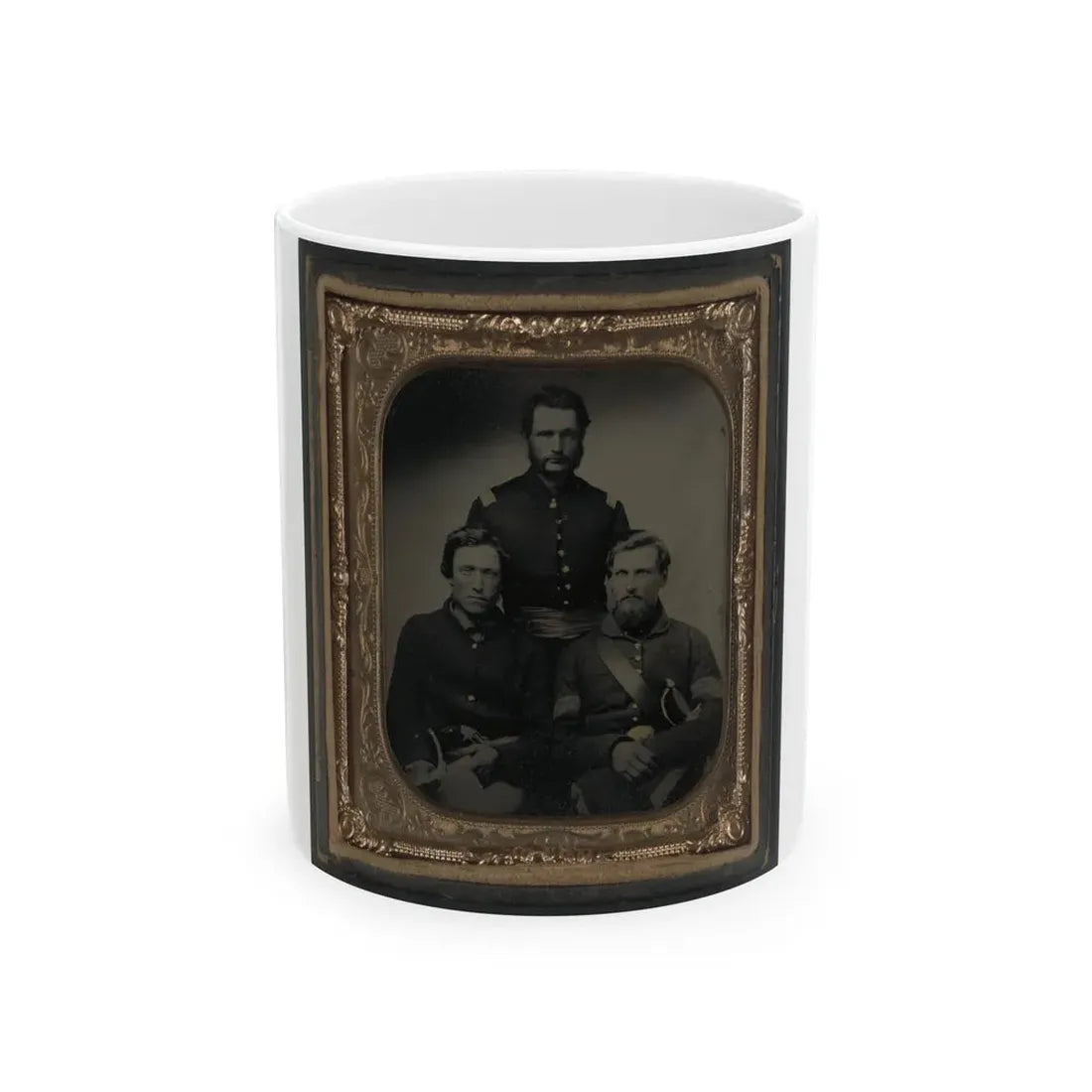 Three Unidentified Soldiers, Probably Of Company B, 23rd Ohio Infantry Regiment, With Revolvers And Sword (U.S. Civil War) White Coffee Mug 11oz - Go Mug Yourself