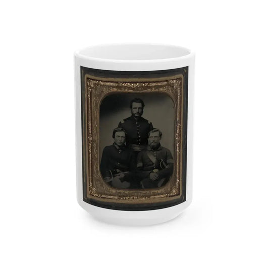 Three Unidentified Soldiers, Probably Of Company B, 23rd Ohio Infantry Regiment, With Revolvers And Sword (U.S. Civil War) White Coffee Mug 15oz - Go Mug Yourself