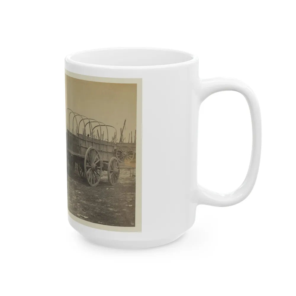 Three Wagons, Probably Used For Army Supplies In Civil War (U.S. Civil War) White Coffee Mug-Go Mug Yourself