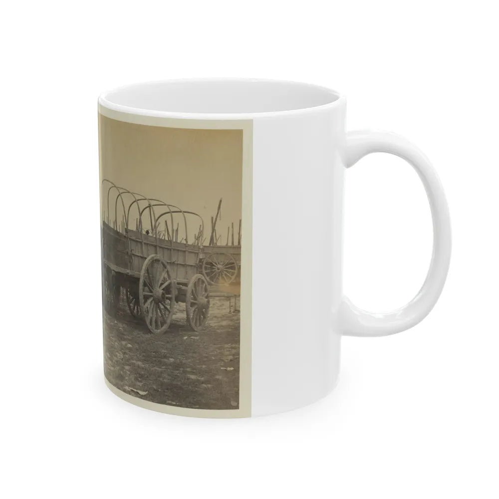 Three Wagons, Probably Used For Army Supplies In Civil War (U.S. Civil War) White Coffee Mug-Go Mug Yourself