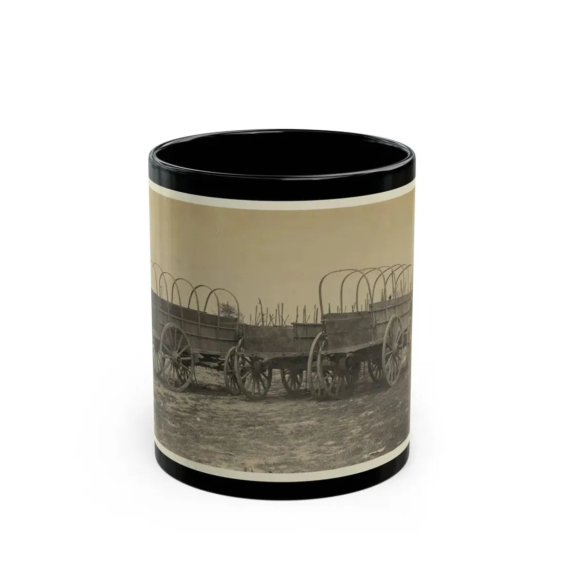 Three Wagons, Probably Used For Army Supplies In Civil War (U.S. Civil War) Black Coffee Mug 11oz - Go Mug Yourself
