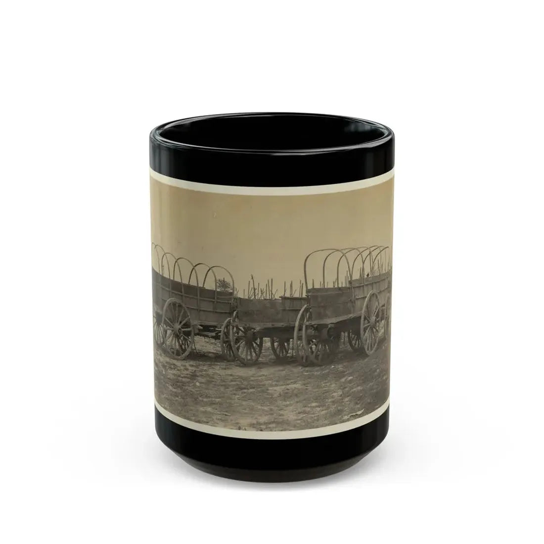 Three Wagons, Probably Used For Army Supplies In Civil War (U.S. Civil War) Black Coffee Mug 15oz - Go Mug Yourself