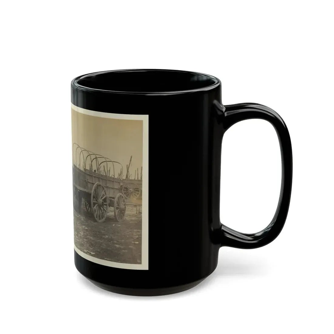 Three Wagons, Probably Used For Army Supplies In Civil War (U.S. Civil War) Black Coffee Mug - Go Mug Yourself