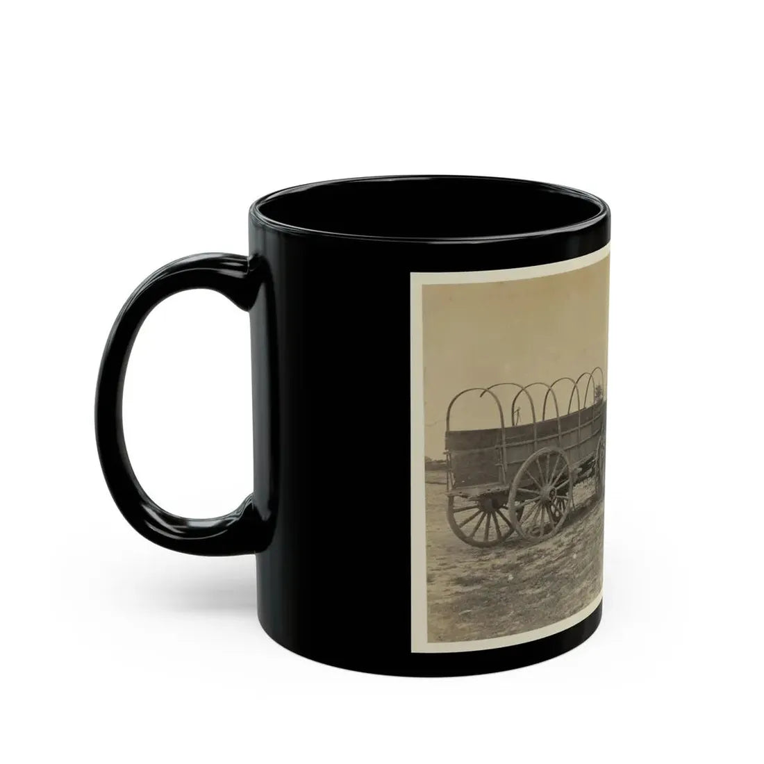 Three Wagons, Probably Used For Army Supplies In Civil War (U.S. Civil War) Black Coffee Mug - Go Mug Yourself