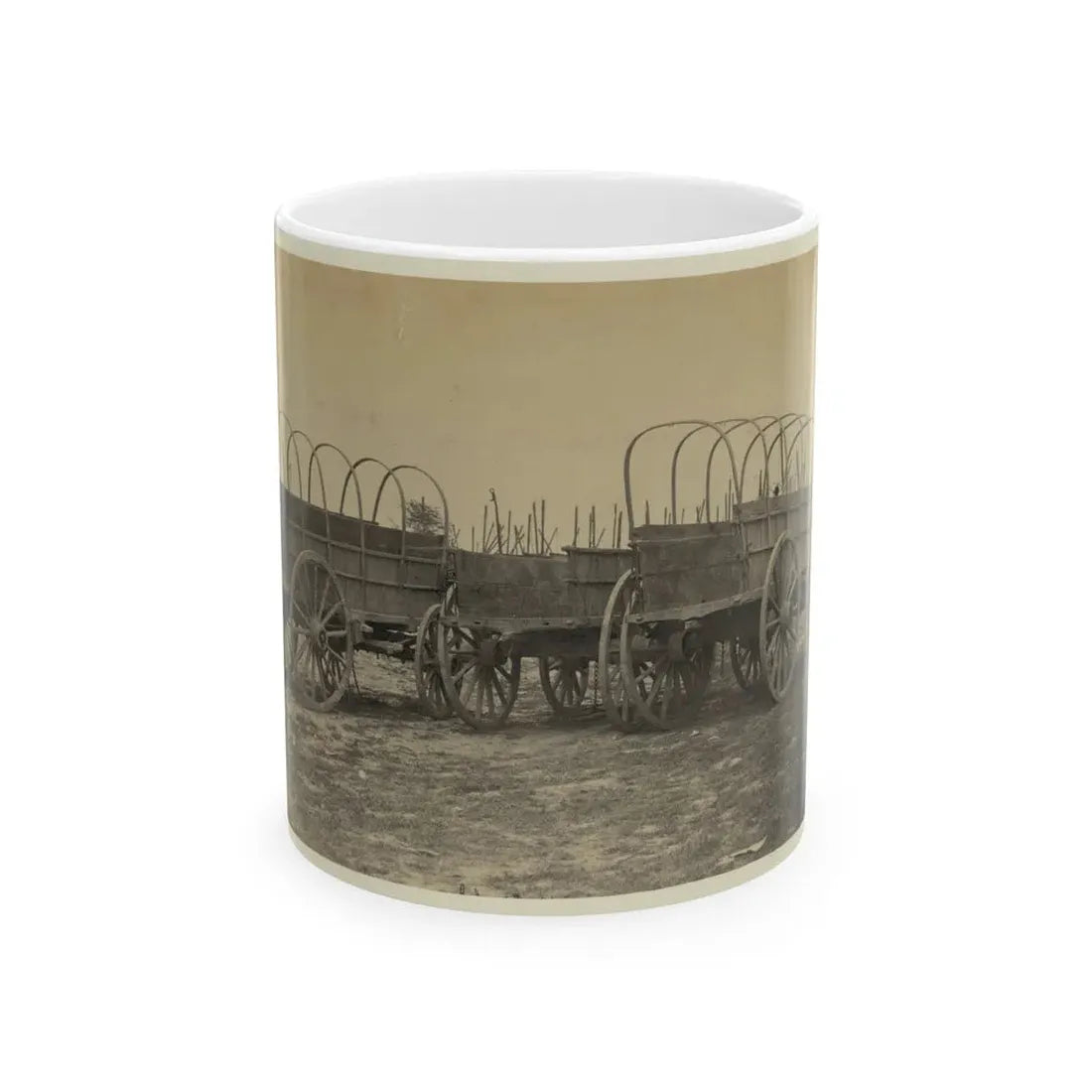 Three Wagons, Probably Used For Army Supplies In Civil War (U.S. Civil War) White Coffee Mug 11oz - Go Mug Yourself