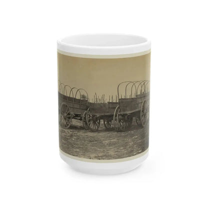Three Wagons, Probably Used For Army Supplies In Civil War (U.S. Civil War) White Coffee Mug 15oz - Go Mug Yourself