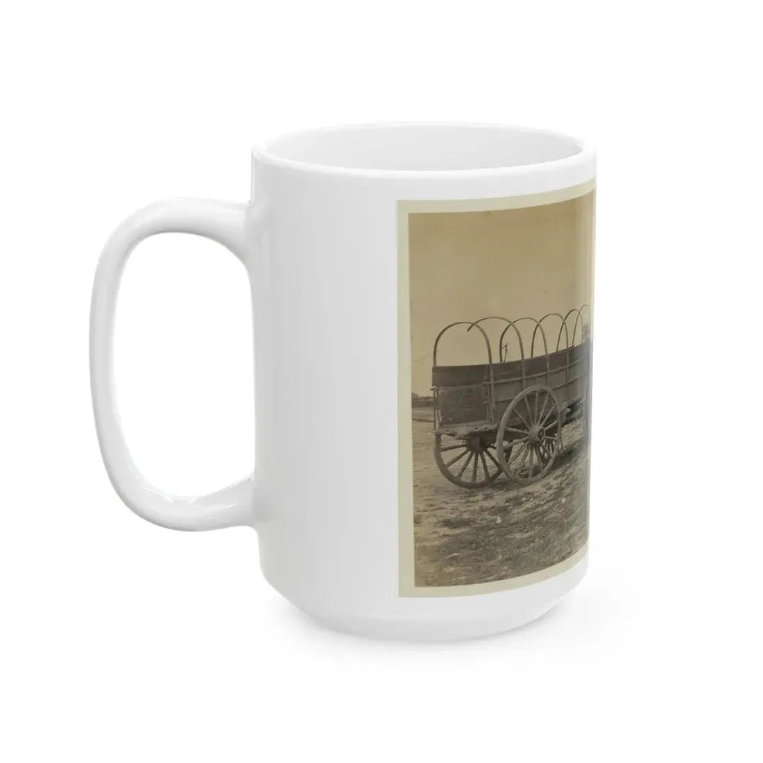 Three Wagons, Probably Used For Army Supplies In Civil War (U.S. Civil War) White Coffee Mug - Go Mug Yourself