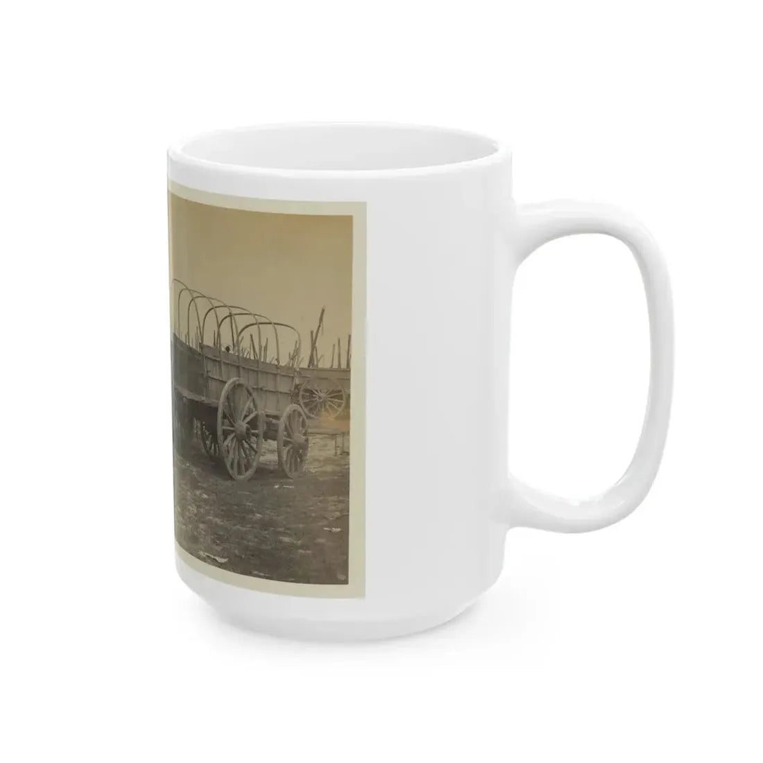 Three Wagons, Probably Used For Army Supplies In Civil War (U.S. Civil War) White Coffee Mug - Go Mug Yourself