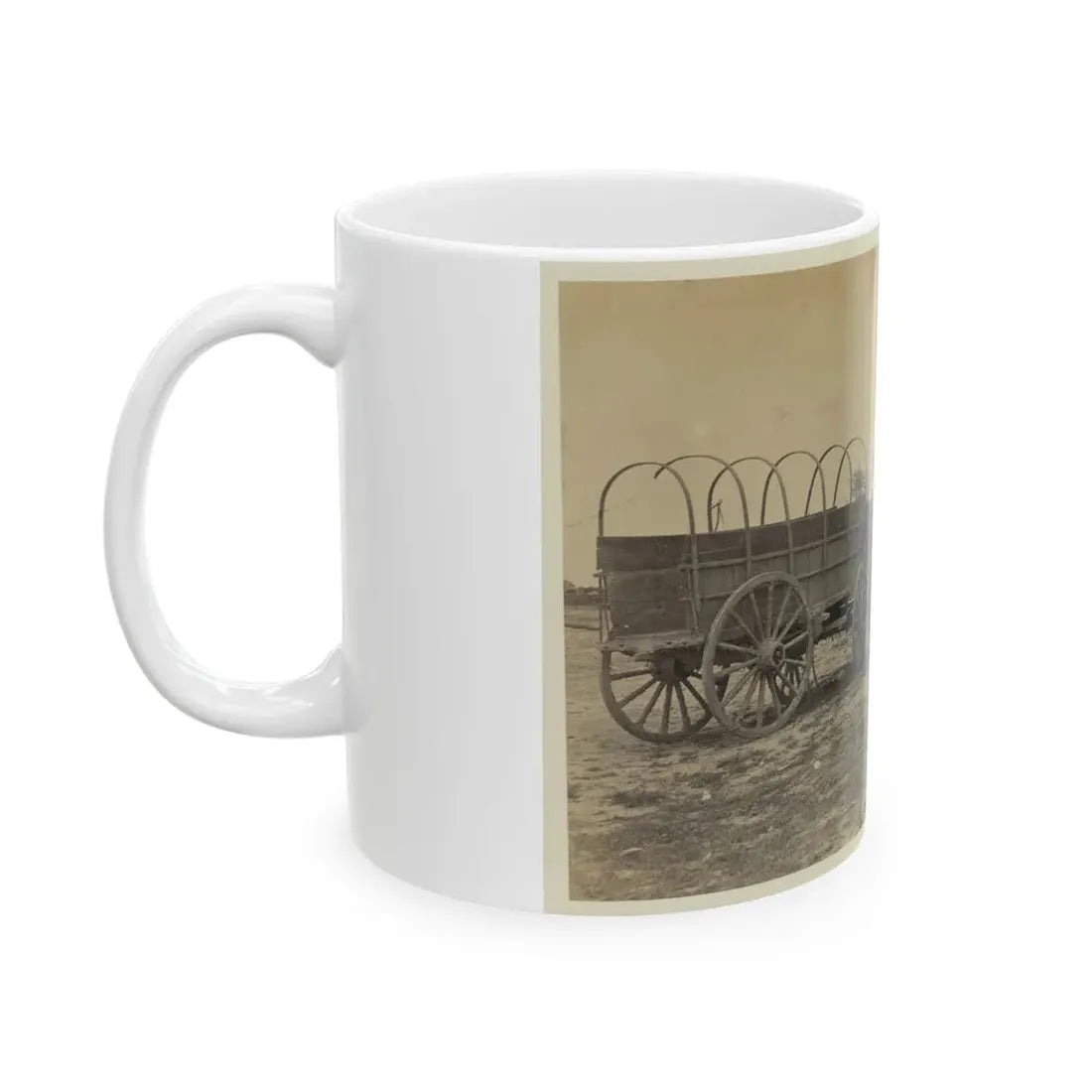 Three Wagons, Probably Used For Army Supplies In Civil War (U.S. Civil War) White Coffee Mug - Go Mug Yourself