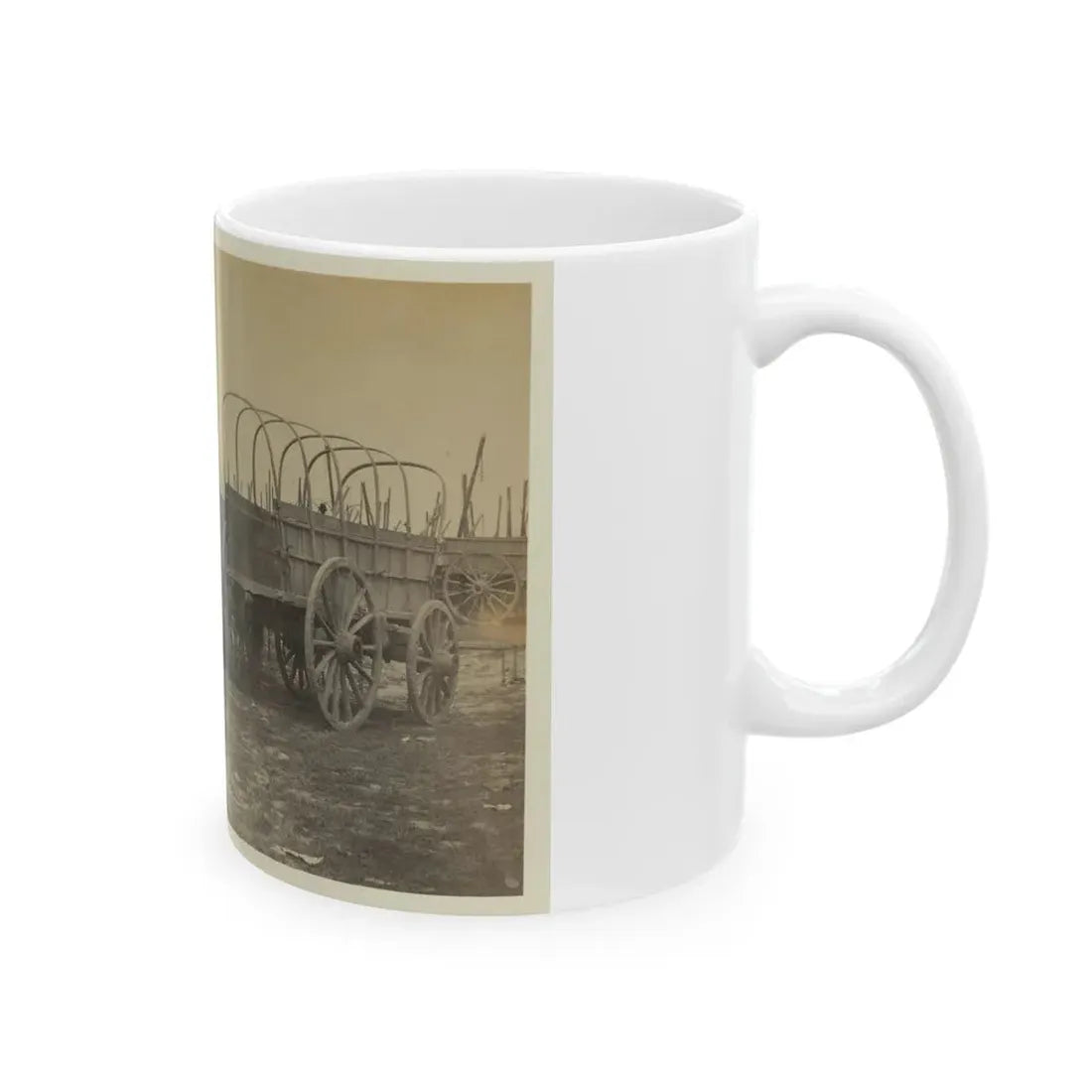 Three Wagons, Probably Used For Army Supplies In Civil War (U.S. Civil War) White Coffee Mug - Go Mug Yourself