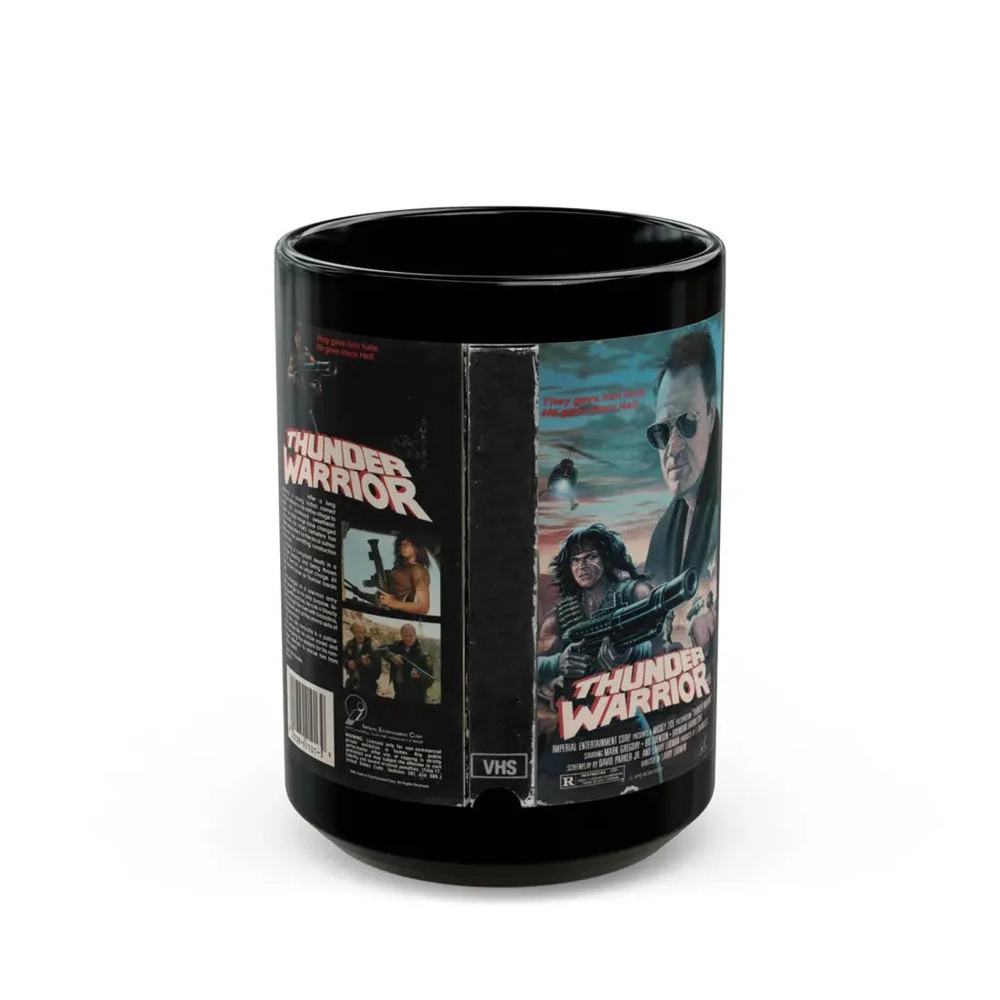 THUNDER WARRIOR (VHS COVER) - Black Coffee Mug 15oz - Go Mug Yourself